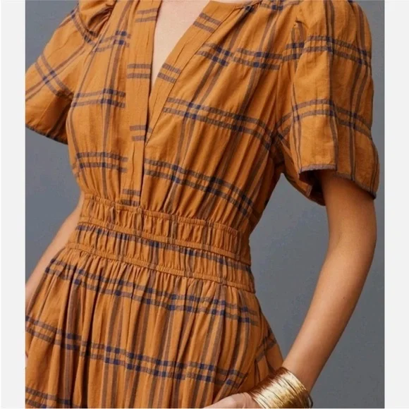 Brown and Navy Plaid Maeve Anthropologie Somerset - Picture 2 of 8